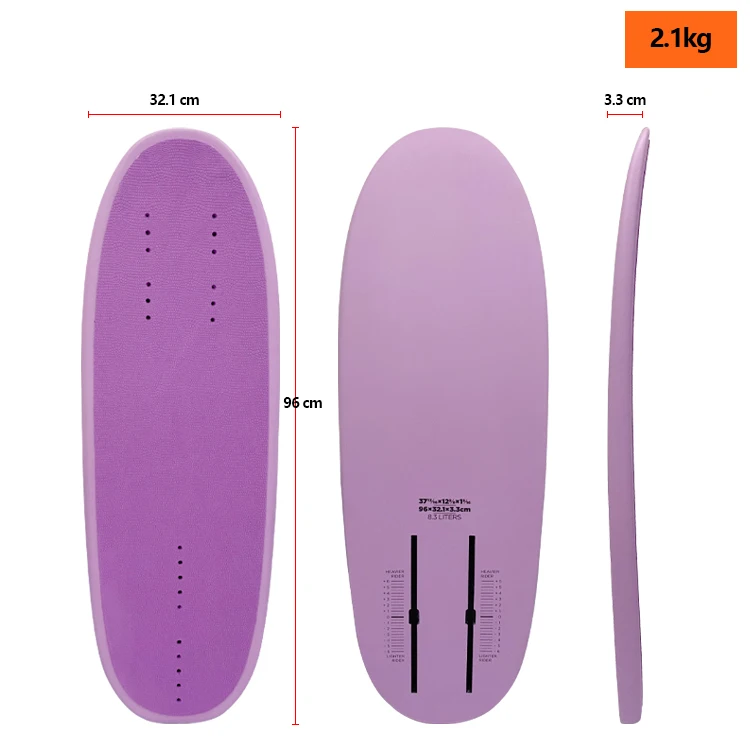 High Quality New Design Outdoor Water Sports Carbon Fiber PVC Purple Mini 96CM 8.3L Wake Foil Hydrofoil Board