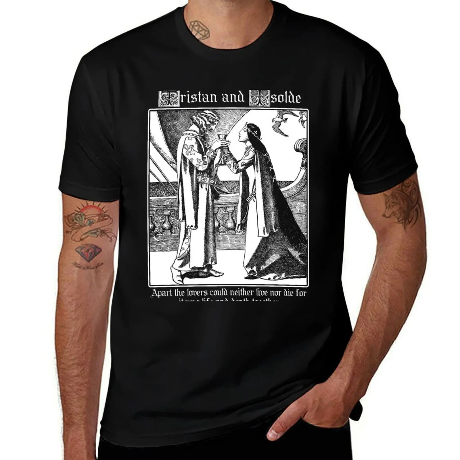 

Tristan & Isolde, Arthurian Gift, Myths and Legends, Vintage Illustration T-Shirt Lightweight Print T-Shirt
