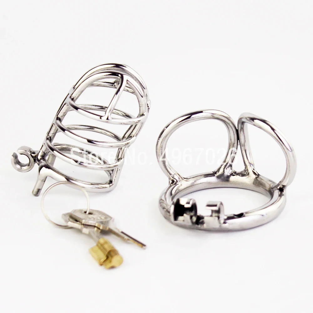 Stainless Steel Male Chastity Device Cock Cage With Scrotum Bondage Ring Penis Lock Sex Toys For Men Adult Game