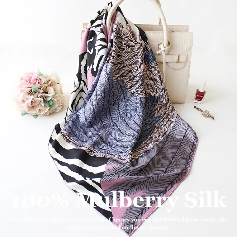 

Multi-functional 100% Mulberry Silk Scarf 90cm Square Real Silk Shawl Women Hair Wrap Bandana Bag Ribbon Hijab Foulard Headscarf