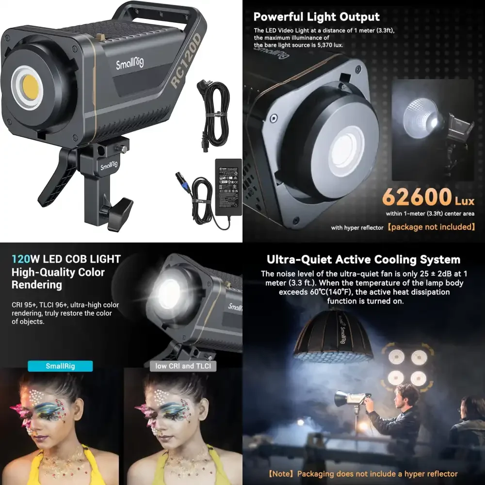 SmallRig RC 120D 120W COB LED Video Light, Support AC Adapter and 14.4V/26V V-Mount Battery- 4208