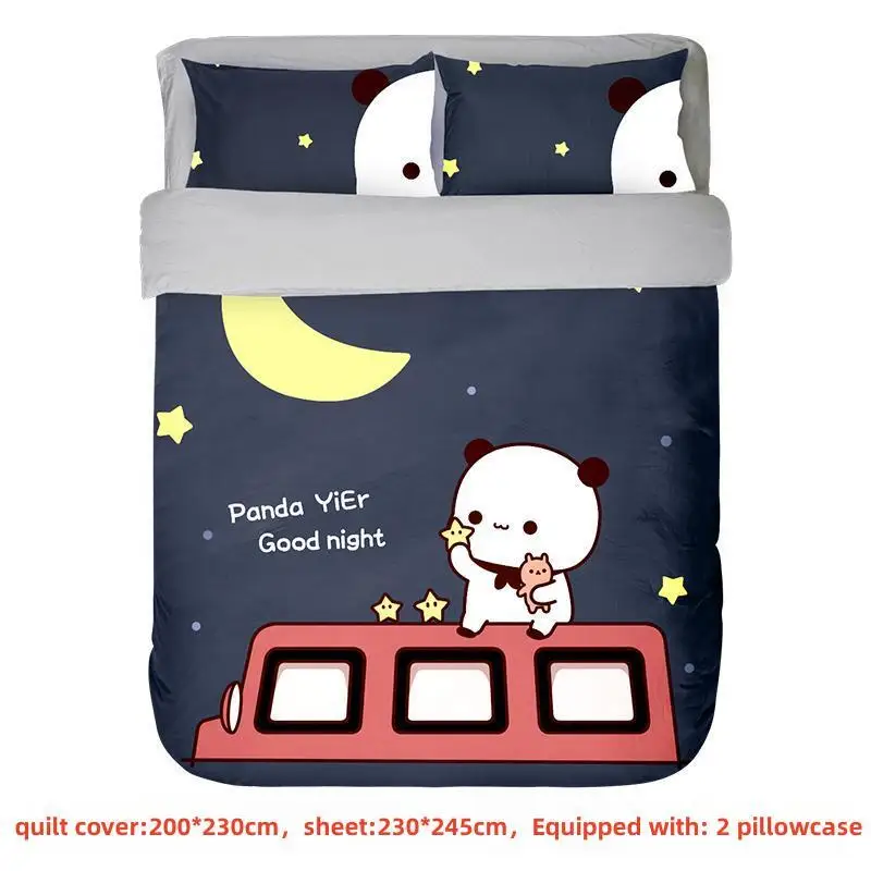 2024 New Bubu Honey Peach Cat Cartoon Cat 4-piece Set Of Pure Cotton Bedclothes Bed Sheets Quilt Covers All Cotton Lovers Set