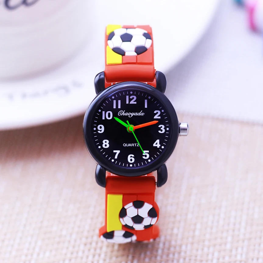 Relojes de silicona de fútbol para niños y niñas, bonitos y geniales, para niños pequeños, estudiantes, aprenden el tiempo, regalos de cumpleaños