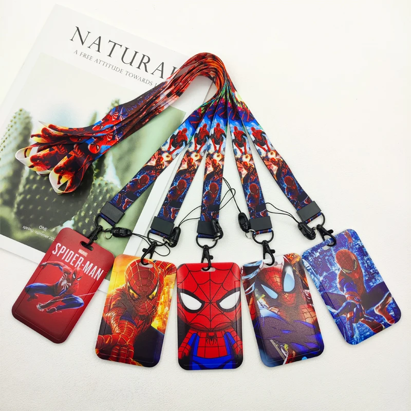 Disney Superhero Credential Card Holder Lanyard Neck Strap for Key ID Card Phone Straps Badge Holder DIY Hanging Rope Card Case