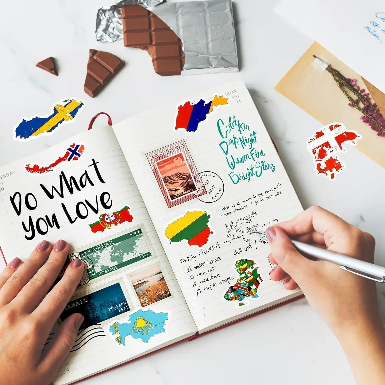 Adesivo decorativo impermeabile per valigia con mappa del paese da 50 pezzi