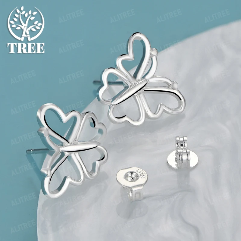 

Graceful 925 Sterling Silver Hollow Butterfly Stud Earrings Women Beautiful Jewelry Wedding Banquet Party Gift Fine Accessories