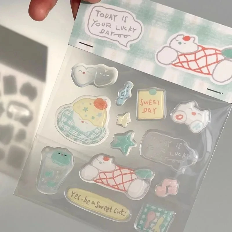 Epoxy Water Light Sense Small Hearts Three-dimensional 3D Adhesive Sticker DIY Mobile Phone Case Computer Camera Natural