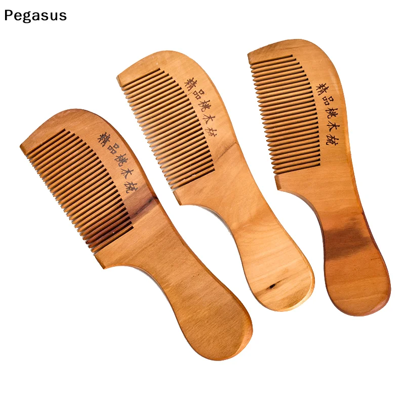 1Pc Natural Peach Wood Comb Close Teeth Anti-static Head Massage Beard Hair Care Tool Beauty Accessories Barber Women's Hairdre