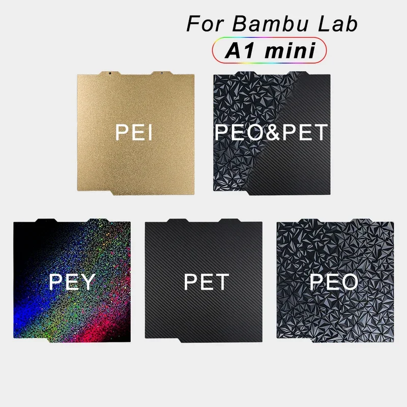 For Bambu Lab A1 Mini Build Plate Double Sided H1H PEY PEO PET PEI Bed Spring Steel Sheet Pei Sheet 184x184