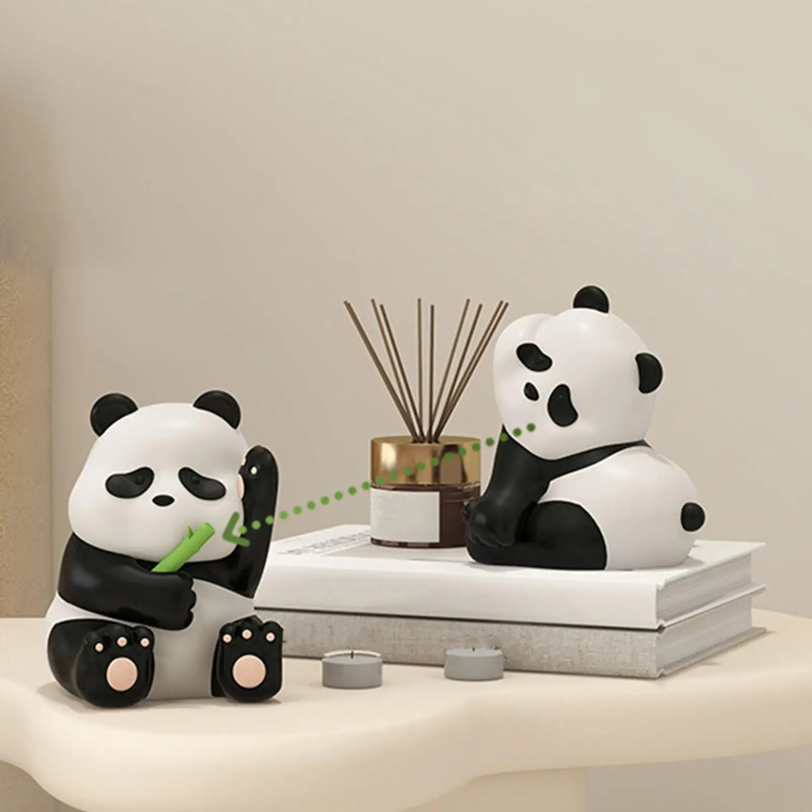 2 Pieces Panda Bookends Organizer Tabletop Ornaments Decorative Bookends