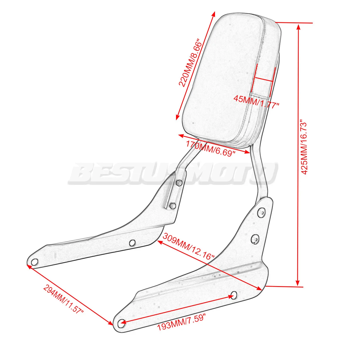 Motorcycle Backrest Sissy Bar For Honda Shadow 600 VT600 VLX600 1998 1999 2000 2001 2002 2003 2004 2005 2006 2007 2008