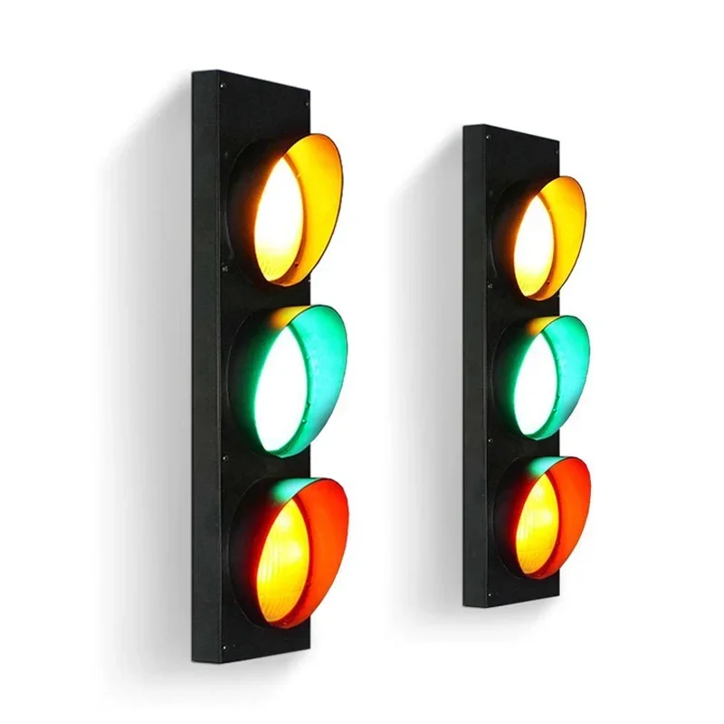 Mezzanine creative personality American traffic light iron art Retro wind LED lamp coffee shop bar restaurant wall lamp WJ110818