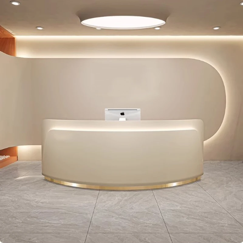 Minimalist Reception Desks Design Welcome Modern Display Led Lights Reception Desks Company Beauty Escritorio Trendy Furniture