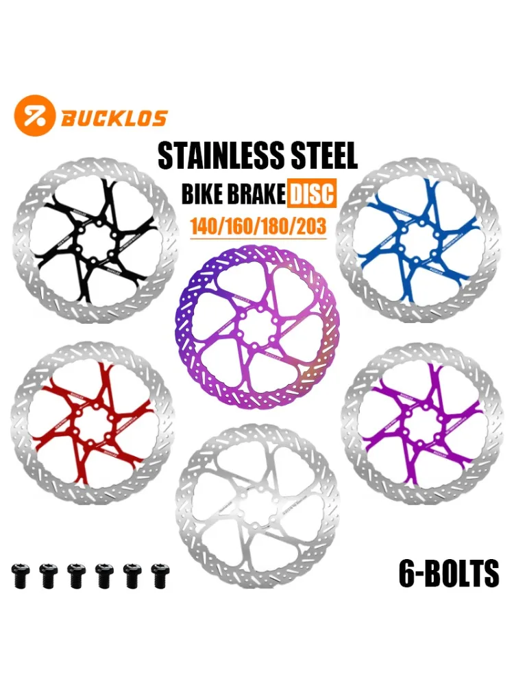 BUCKLOS Fahrrad-Bremsscheibe 140mm 160mm 180mm 203mm Fahrrad-Bremsscheiben für MTB Rennrad Edelstahl-Bremsscheiben Fahrradteile