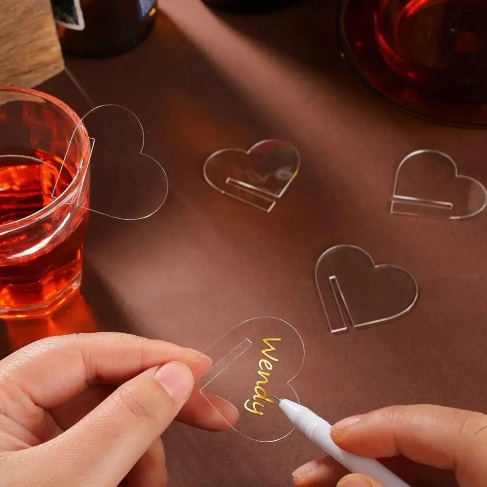 30Pcs/Set Round Shape Drink Markers love heart shape Marker Tool Drinking Cup Identifier Sign Distinguish Acrylic