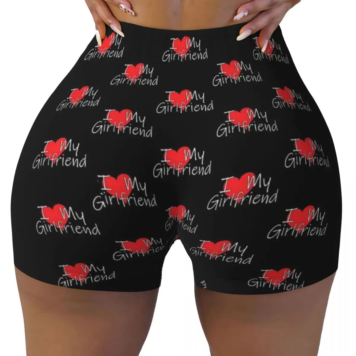 Custom I Love My Girlfriend - Funny Minimalistic Boyfriend Women Gym Workout Running Shorts Athletic Volleyball Yoga Shorts