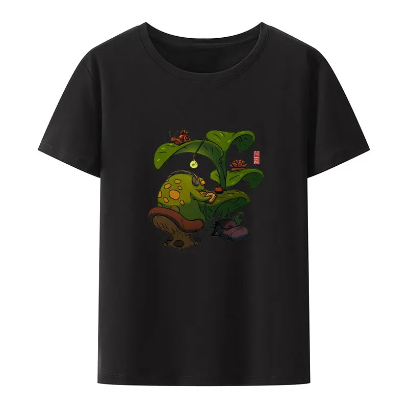 دع له كوك الضفدع Axolotl عمل فني لطيف النمط الآسيوي طباعة تي شيرت الجدة فضفاض ممارسة Kawaii الملابس للنساء الملابس مضحك