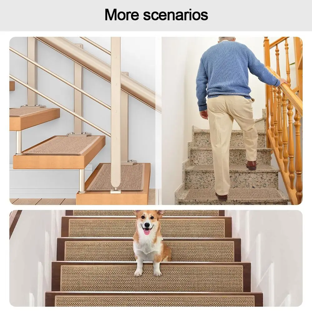 Creative Imitation Linen Stair Treads Non-Slip Washable Floor Mat Water Absorption Noiseproof Stair Carpet Household Use