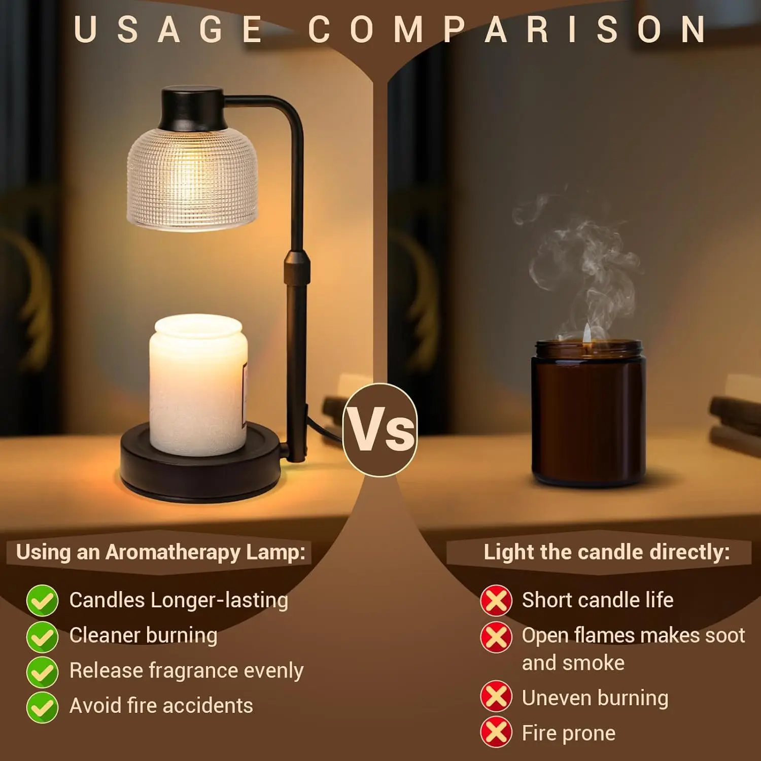 Candle Warmer Lamp with Timer, Electric Wax Melt Warmer for Jar Scented Candles Adjustable Height  Women Mom Grandma Home Decor