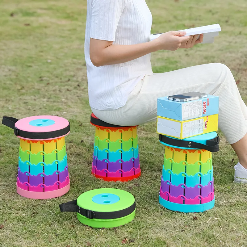 

Portable folding telescopic stool, rainbow folding chair, outdoor leisure fishing stool