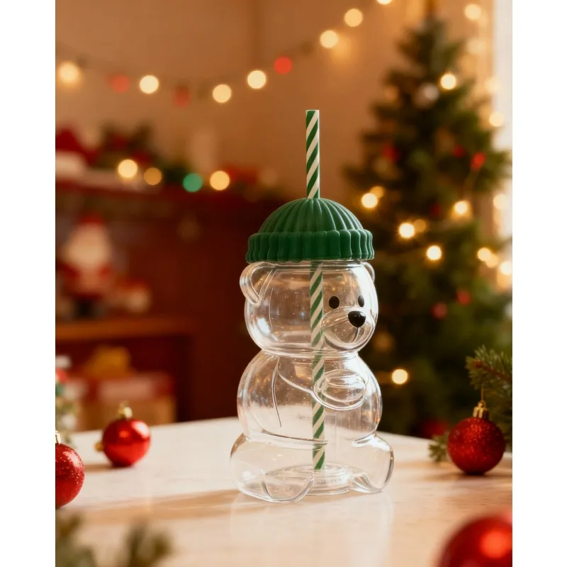 

20-унционное стекло в форме медведя с соломенным дизайном для праздничных подарков, домашних встреч, ежедневных практических мероприятий