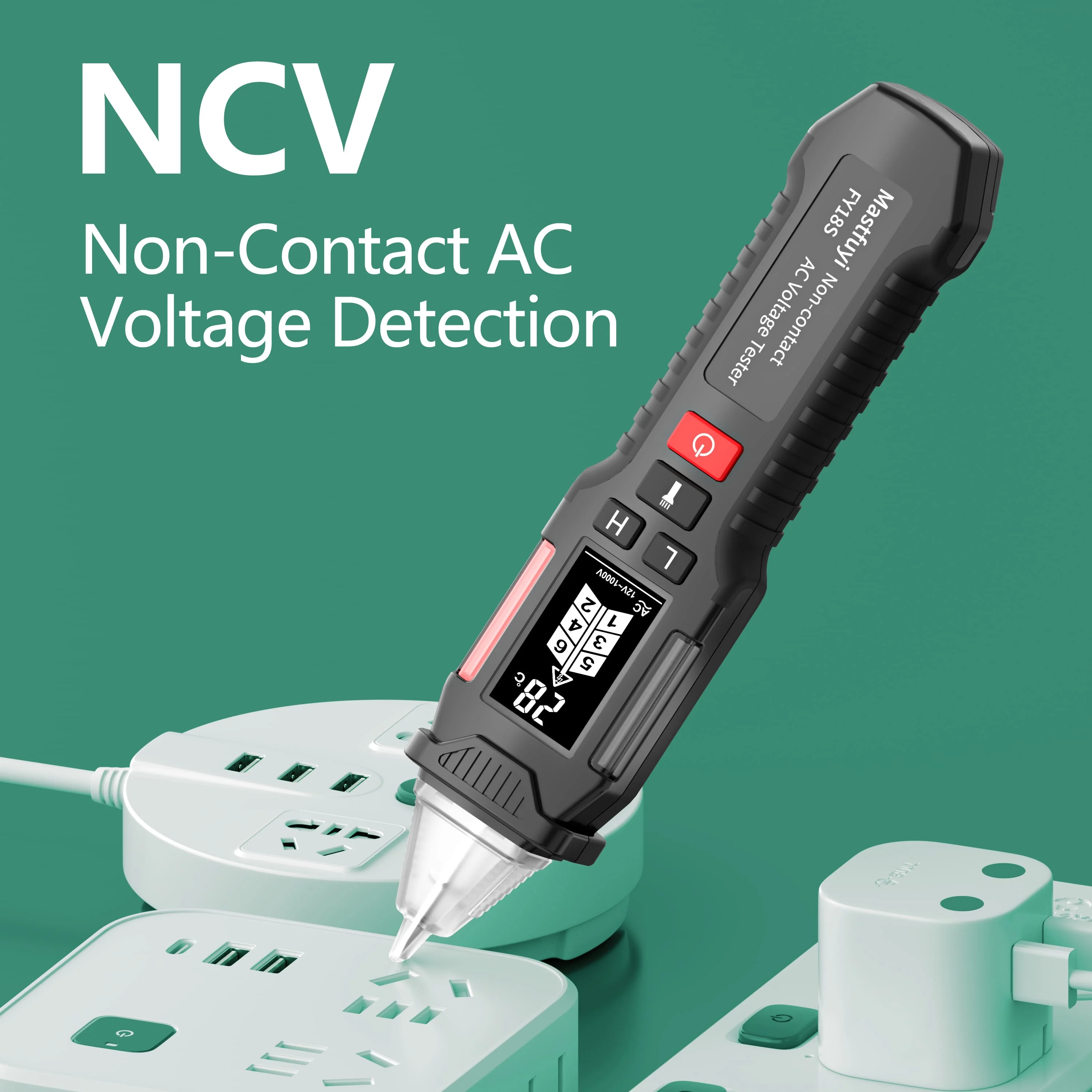 MASTFUYI FY18S Non-contact Voltage Tester, NCV Induction Head, Smart Breakpoint Handheld Circuit Detection Tool DC: 12V-1000V