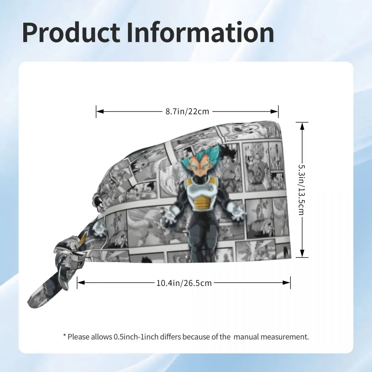 Custom Hot Vegeta Cartoon Comic Medisch Personeel Scrubs Hoed Mannen Vrouwen Manga Voor Chef Hoed Scrub Caps