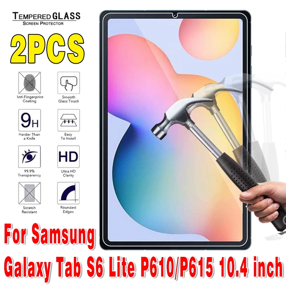 

2Pcs Tempered Glass for Samsung Galaxy Tab S6 Lite 10.4'' Screen Protector 9H Tablet Protective Film for S6 Lite SM-P610 P615