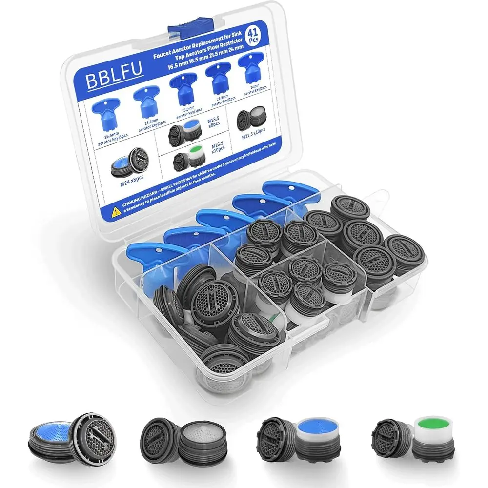 

36-Piece Aerator Kit with 5 Sizes Removal Tools, Universal Sink Tap Aerator Inserts, M16.5-M24 mm