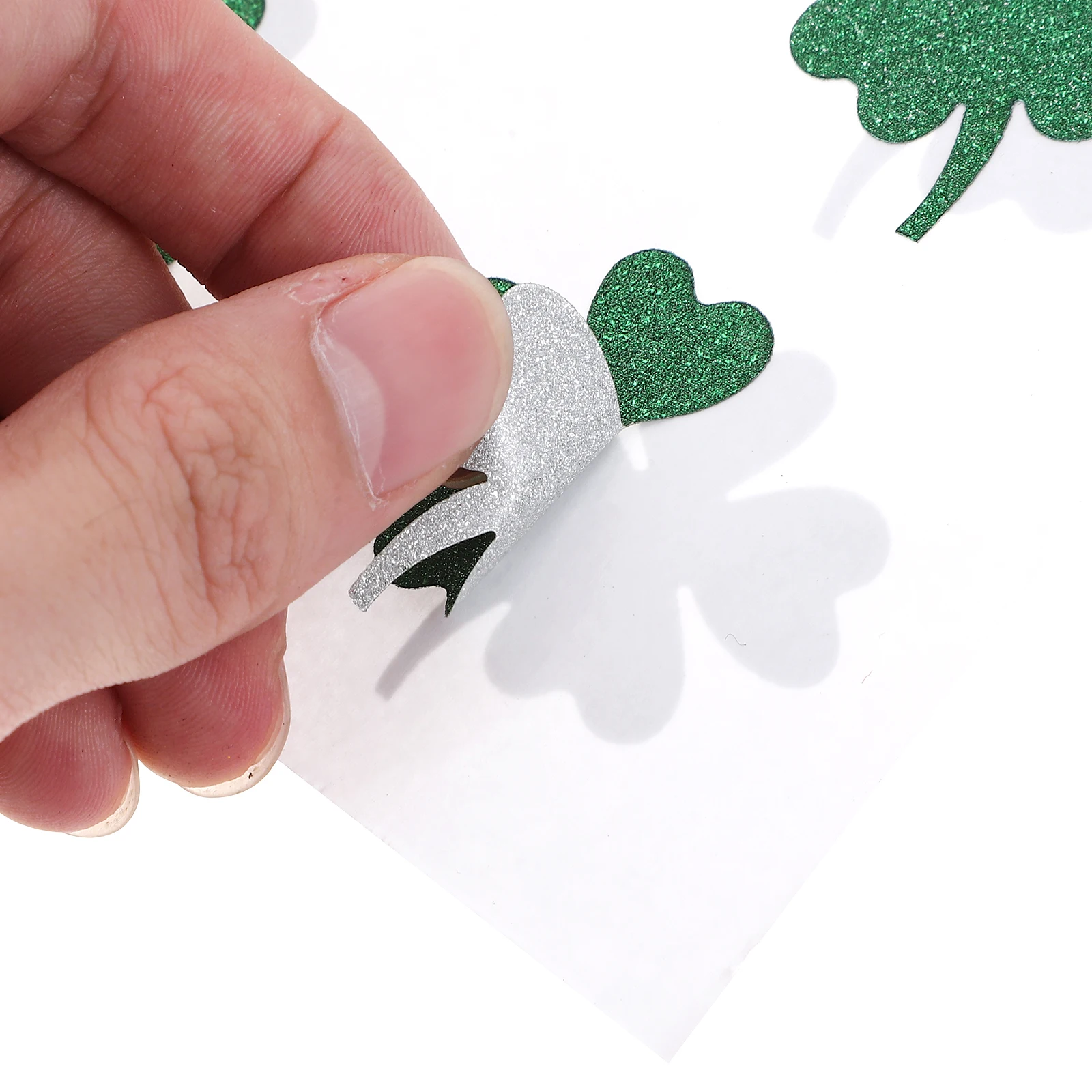 

24pcs Four Leaf Clover Glitter Stickers Shamrock Decor for St Patrick's Day Party Home Craft Wall Window Table Cover