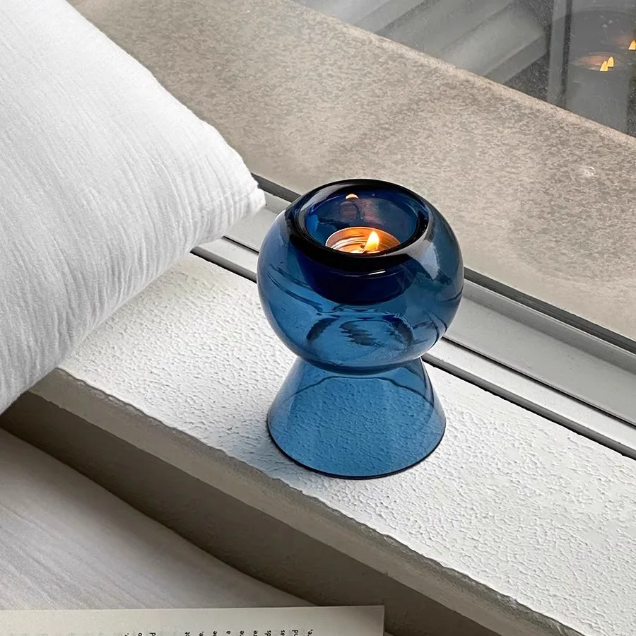 Luxury Dual-Use Glass Candle Holder Aromatherapy Stand for Scented Candles, Decorative Vase for Romantic Dinner Table Decor