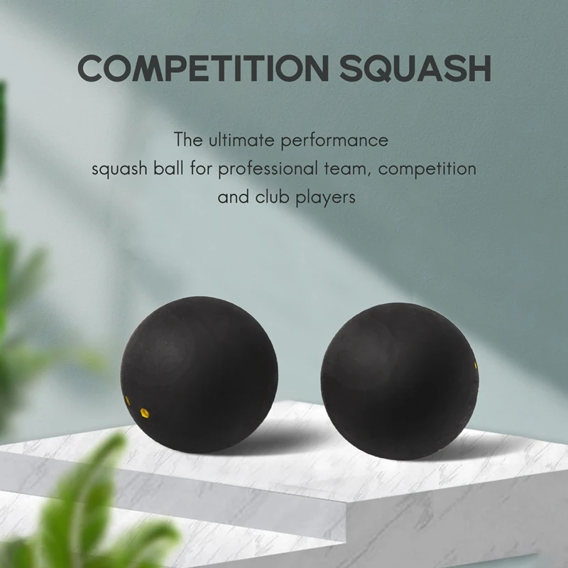 Squash Ball Two-Yellow Dots Low Speed Sports Rubber Balls Professional Player Competition Squash(2 Pcs )