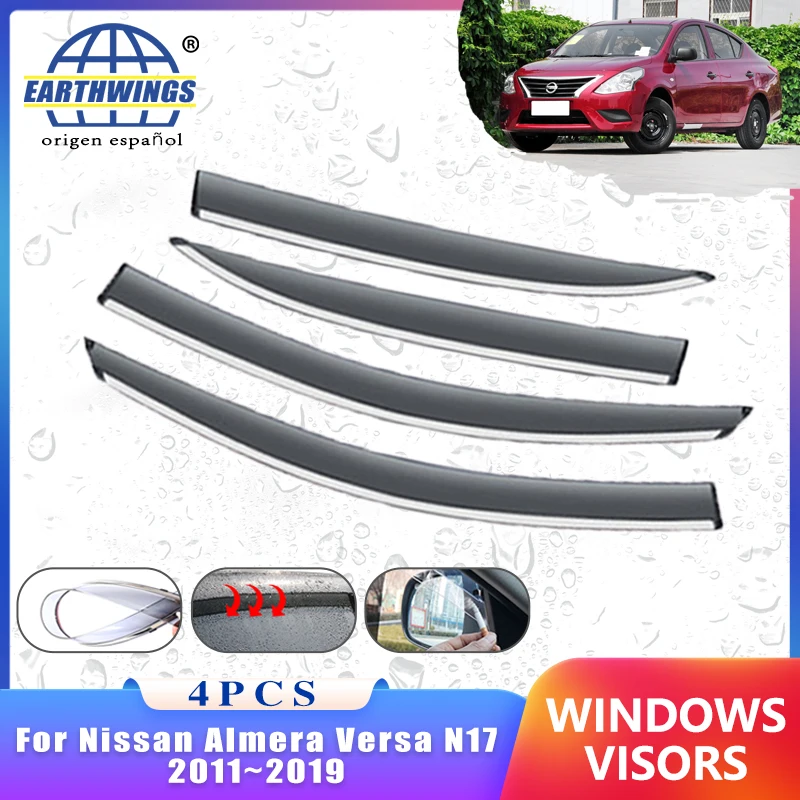 

Wind Deflectors for Nissan Almera N17 Versa Latio 2012 2011~2019 Accessories Car Window Rain Eyebrow Guard Auto Sun Awning Trim