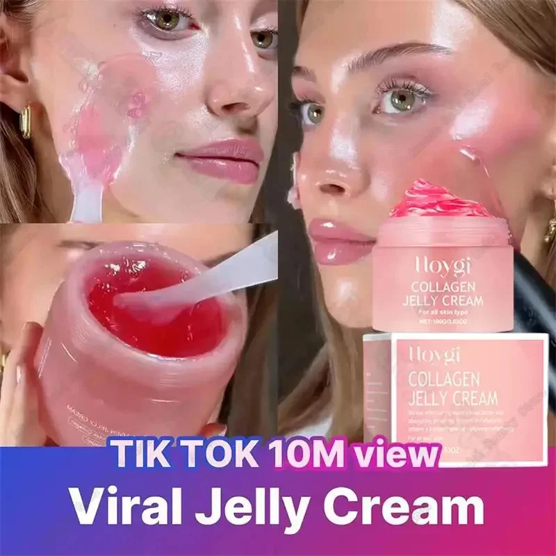 

100g New Collagen Jelly Cream Hydrolyzed Collagen Soft Moist Jelly Essence Shrinks Pores Moisturizing Smooth Skin Care Products