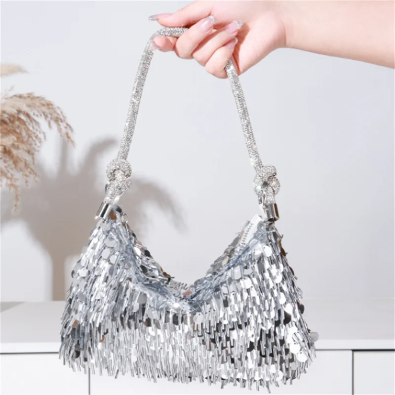 

2025 New Women Sequines Evening Bags Bling Wedding Banquet Wallets Ladies Shoulder Bags 3 Colors Drop Shipping