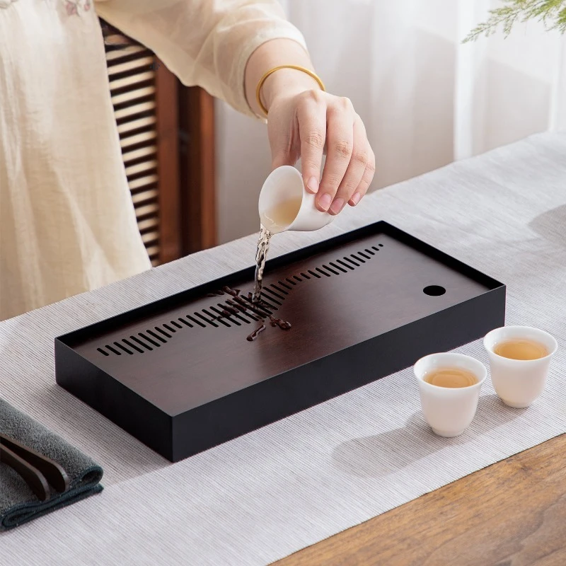 Luxury Bamboo Tea Tray Modern Home Kong Fu Rectangular Tea Tray Shapes Serving Drainage porcelana para cozinha Tea Supplies