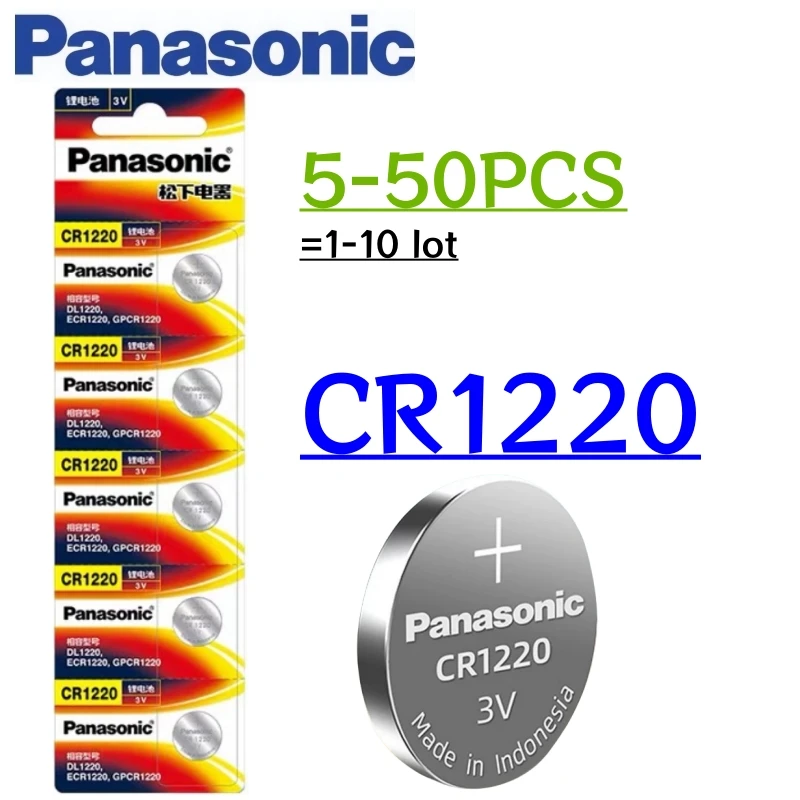 5-50PCS Original PANASONIC CR1220 CR 1220 3V Lithium Battery For Watch Calculator Clock Remote Control Toys Button Coins Cell