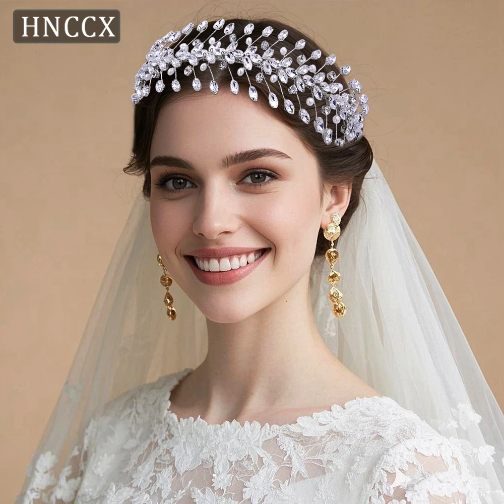 

HNCCX свадебная повязка на голову со стразами, блестящие аксессуары для волос, женская тиара ручной работы для невесты, головные уборы, аксессуары для волос подружки невесты CP351
