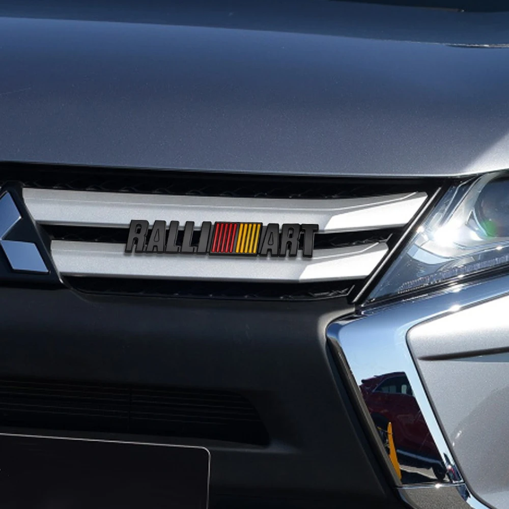 3D Metal RALLIART Front Grille Badge Emblem Car Body Trunk Decoration Sticker for MITSUBISHI Lancer EX Competition Outlander ASX