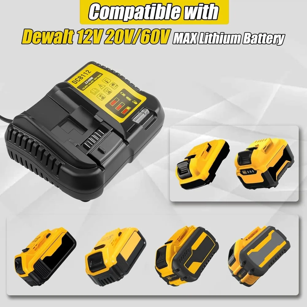 Ładowarka DCB112 do akumulatorów litowo-jonowych Dewalt 12V 18V 20V/60V MAX DCB200 DCB205 DCB120 DCB609 DCB606 Wtyczka US/EU