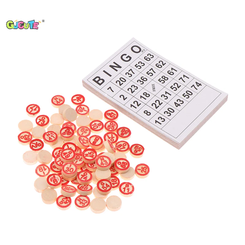 40Pcs Bingo Cards Easy Read 75 Numbers Chips Card Game Board Game Activity Intelligence Educational Bingo Toys For Kids