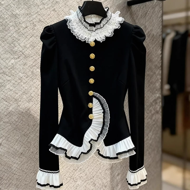 

Женская футболка из черного бархата с белыми кружевными вставками, асимметричный крой, весна-осень, облегающая винтажная велюровая блузка