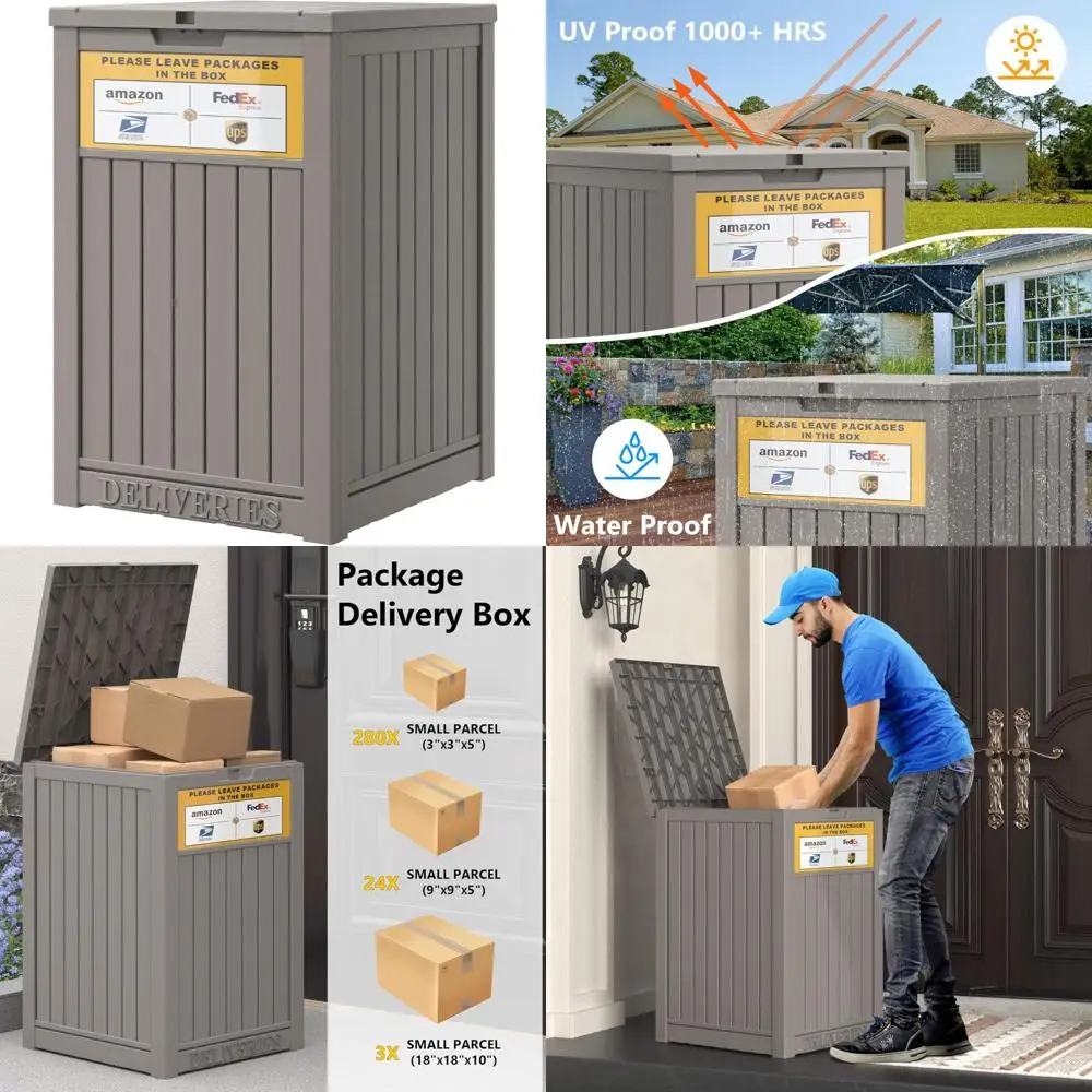 

Large Outdoor Resin Package Delivery Box with Lockable Security and 48 Gallon Storage Capacity for Secure Drop-offs
