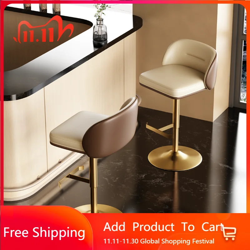 

Metal Aesthetic Bar Chairs White Soft Relaxing Height Cream Accent Counter Bar Chairs Design Leather Banqueta Home Furniture