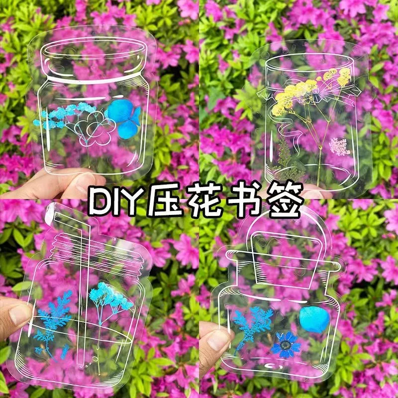 Handmade Dried Flower Bookmarks Transparent Small Bottle Embossed Materials Students Creative Plastic Homemade Plant Specimens