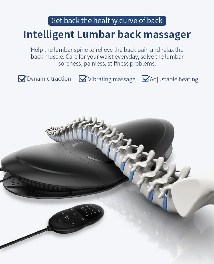 

Electric Lumbar Massager with Heat & Vibration - Home Use Lumbar Traction Device for Pain Relief