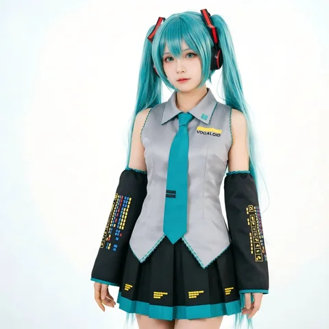 Anime Karakter Performans Kıyafetleri MIKU Anime Kıyafetleri Cosplay Kıyafetleri JK Etek Aynı Takım Peruk Aksesuarları Cadılar Bayramı