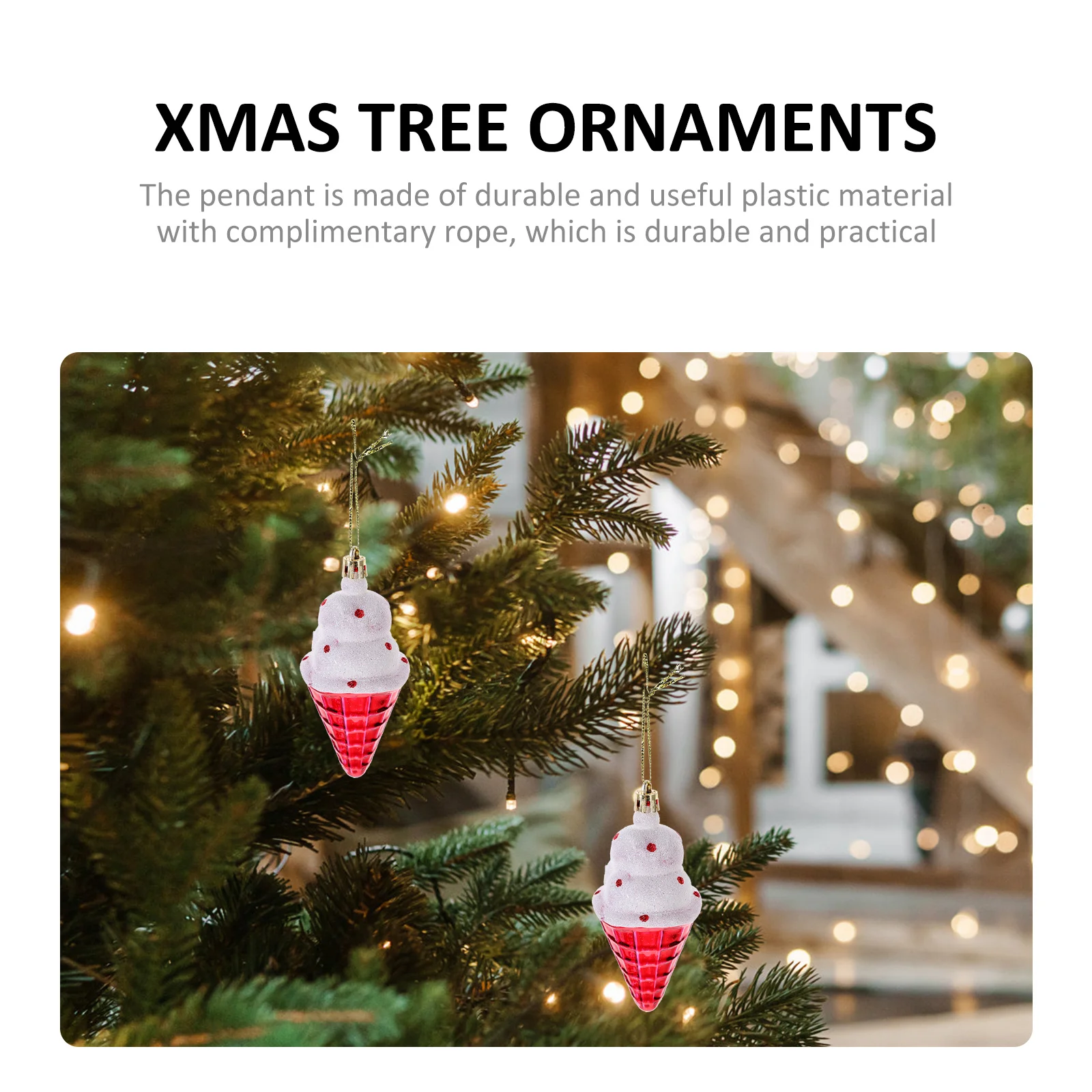 

6Pcs Christmas Tree Hanging Decors Traditional Xmas Pendants for Holiday Decoration Party Scene Layout Ornament Set