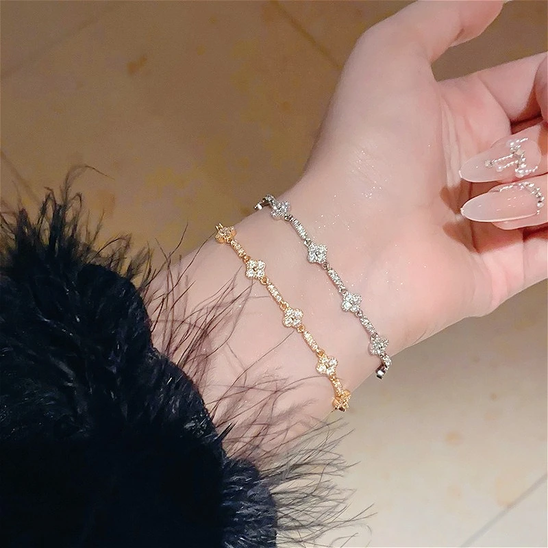 

Регулируемый браслет с цирконом в европейском и американском стиле, легкий роскошный стильный браслет, изысканный и универсальный браслет для девочек