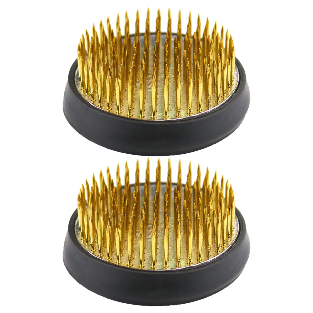 

2Pcs Flower Arrangement Copper Needle Holder High Class Material Dense Needles Simple to Use Round Shape Add Beauty to Your Room